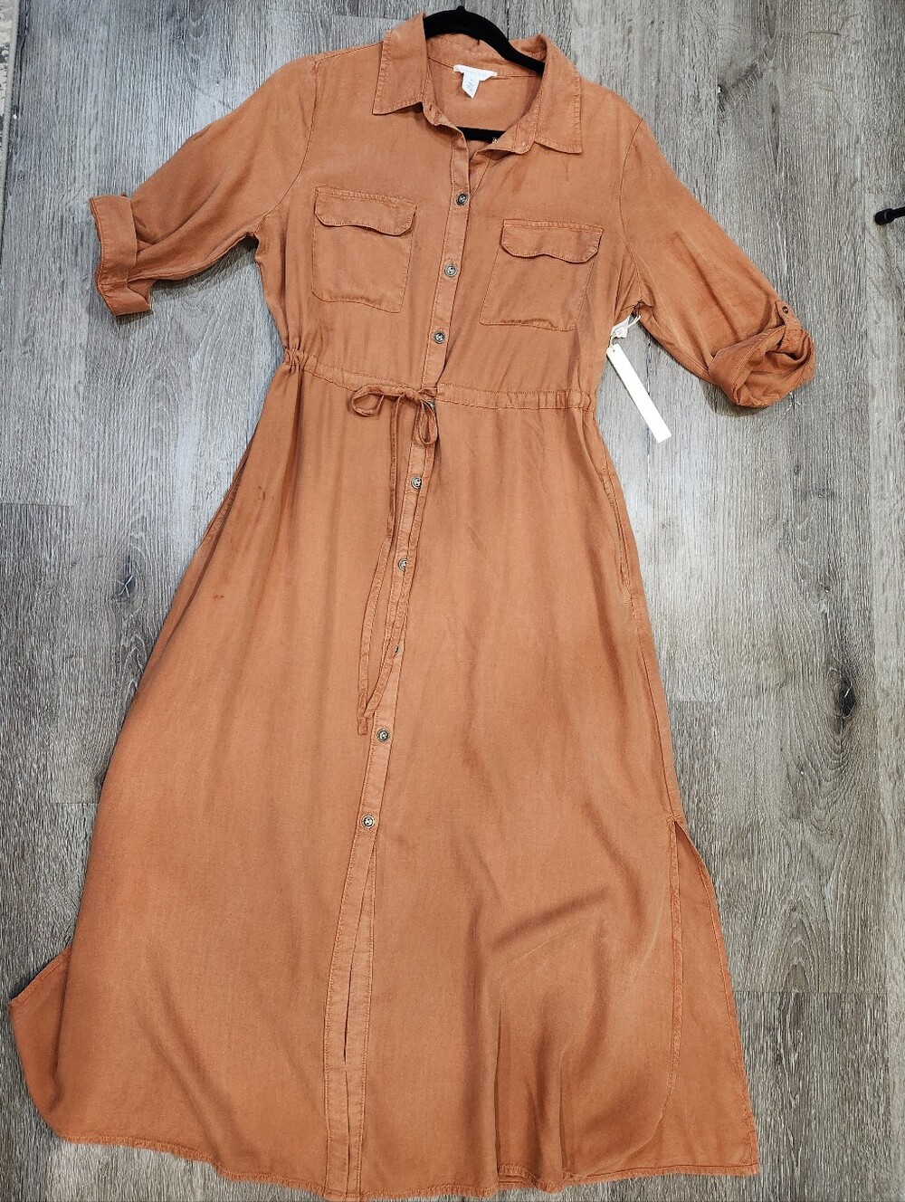 Caslon Button-Front Maxi Shirt Dress size Medium